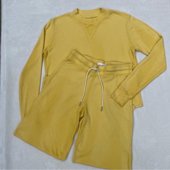 MATE the Label Pants - Mate the Label Yellow Thermal Top and Pant Set Size XS Organic